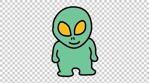 Alien hand drawn color animation with transparent background Stock Footage 44150622