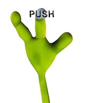 Alien Hand Pushing Button Stock Illustration
