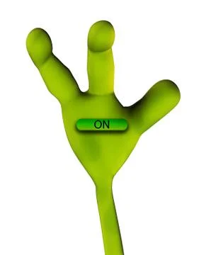 Alien Hand Pushing Button Stock Illustration