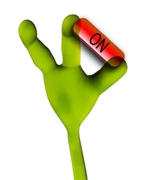 Alien Hand Pushing Button Stock Illustration