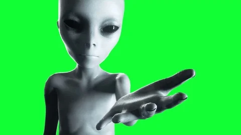 Alien hand reaching out . UFO futuristic concept. Green screen animation. Stock Footage 71816522
