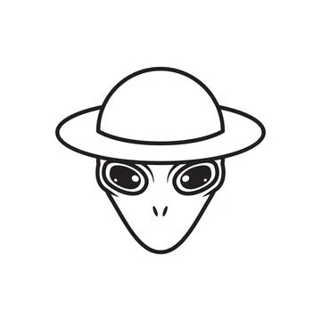 Alien with hat logo design vector graphic symbol icon illustration creative.. Stock Illustration