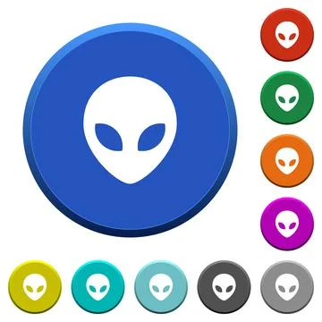 Alien head beveled buttons Stock Illustration