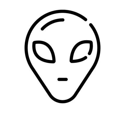 Alien head flat icon. Pictogram for web. Line stroke. Monster face isolated o Stock Illustration