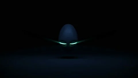 Alien Head with Glowing Eyes on dark background. 4K Animation Stock Footage 191597255