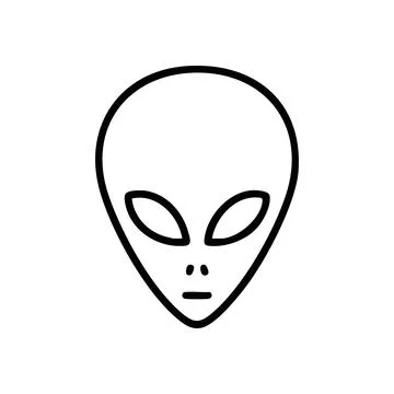 (Alien Head Glyph. Iconic extraterrestrial visage with a mysterious aura on.. Stock-Illustration