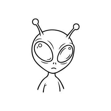 Alien Head Minimal Icon. Striking vector outline of an extraterrestrial ent.. Stock-Illustration