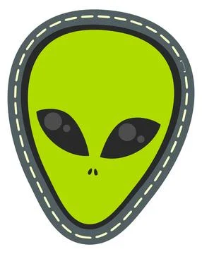 Alien head patch. Colorful monster face sticker Stock Illustration