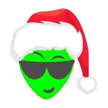 Alien head in santa hat - Win Stock Illustration