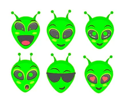 Alien head - set Stock Illustration