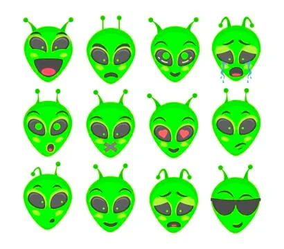 Alien head - set Stock Illustration