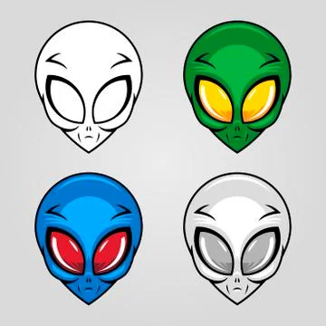 Alien head silhouette vector collection Stock Illustration