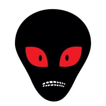 Alien head silhouette on white background Stock Illustration