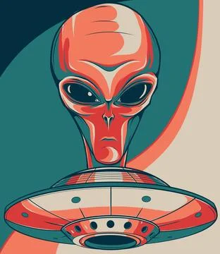 Alien head ufo vector illustration design art Stock Illustration