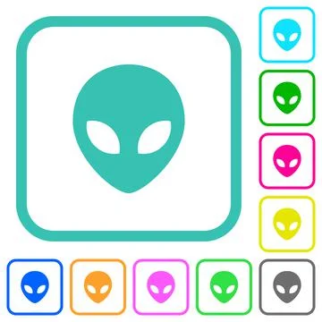 Alien head vivid colored flat icons Stock Illustration