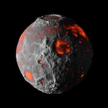 Alien hot planet on black background 3d rendering. Stock Illustration