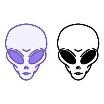 Alien Icons. Vector Illustrations Of Aliens From Space. UFO, Intelligent Be.. Stock Illustration
