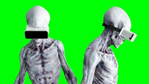 Alien idle in VR. Realistic motion and skin shaders. 4K green screen footage. Stock Footage 82546280