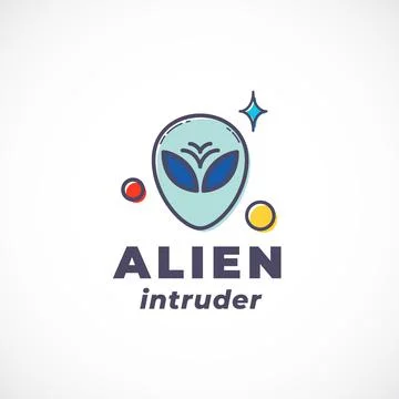 Alien Intruder Abstract Vector Sign, Symbol, Logo Template. Outline Stock Illustration