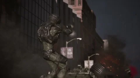 Alien invasion and weapons attack as the fighting begins Video stock 288950262