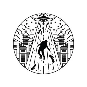 Alien Invasion Graphic Illustration Vector Art T-shirt Design Stock Illustration