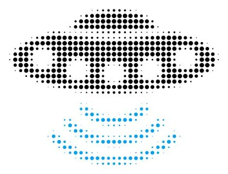 Alien Invasion Halftone Icon Stock Illustration