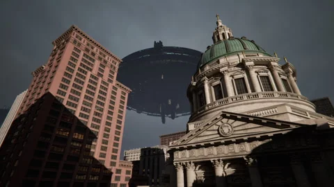 Alien Invasion Over Large City 03 Stock Footage 284804710