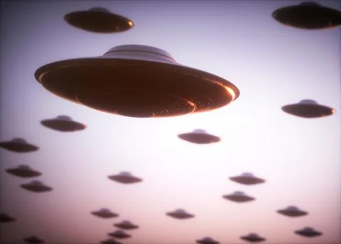 Alien Invasion UFO Attack 스톡 일러스트