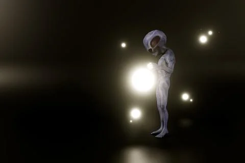 Alien isolated on black background Illustrazione stock