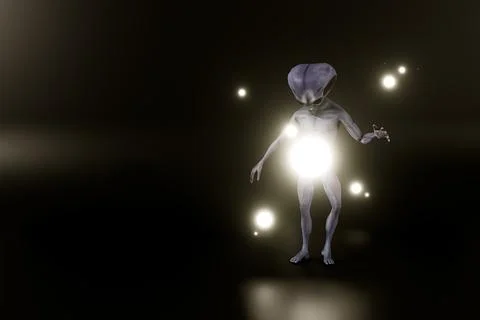 Alien isolated on black background Illustrazione stock