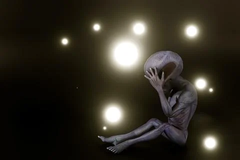 Alien isolated on black background Stock Illustration