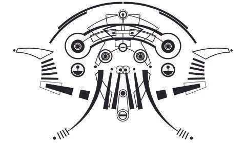 Alien Kabuki Mask B Black Stock Illustration