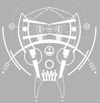 Alien Kabuki Mask C White Stock Illustration