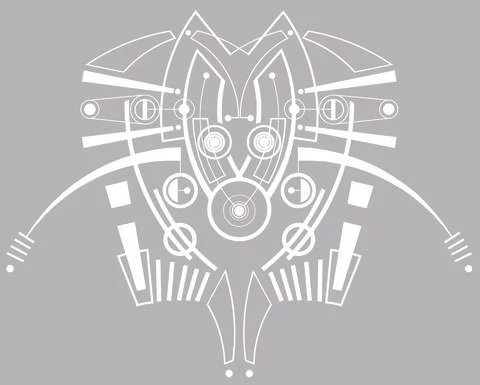 Alien Kabuki Mask A White Stock Illustration
