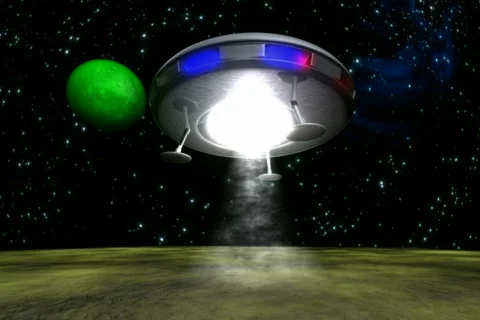 Alien Landing NTSC Stockbeeldmateriaal 314528