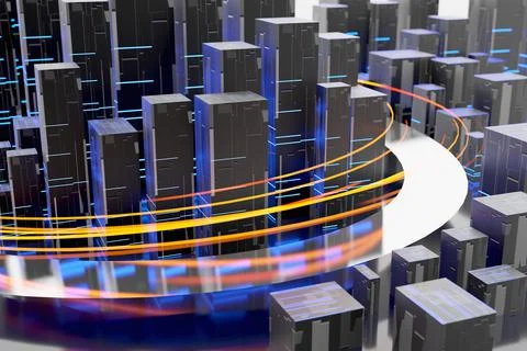 Alien landscape With Light Streaks Data Stream Internet High speed connection Stockillustratie