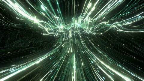 Alien landscape with light trails 3D render seamless loop animation Video stock 158914598