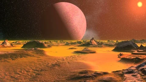 Alien Landscape in the Orange Light Stock Footage 81278244