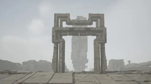 Alien Landscape Temple #2 Stock Footage 317464919