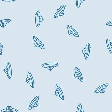 Alien life space exploration line seamless pattern 스톡 일러스트
