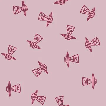 Alien life space exploration line vector seamless pattern Illustrazione stock