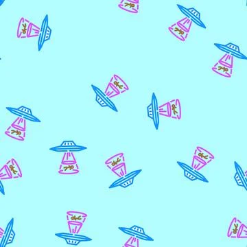 Alien life space exploration vector seamless pattern イラスト素材