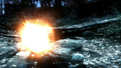 Alien light beam in forrest at night Stock Footage 623232