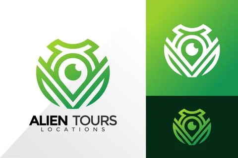 Alien Location Pin Maps Logo Design, Brand Identity Logos Designs Vector Illu Stock Illustration