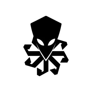 Alien logo icon, creature, face of unknown entity Stock Illustration