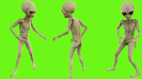 Alien look around. Loopable animation on green screen. 4k. Stock Footage 87101463
