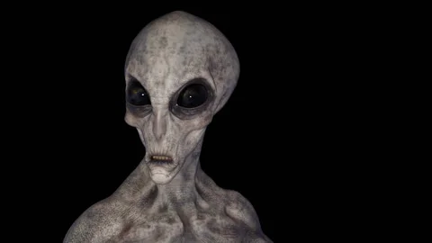 The alien looks around,loop, animation, Alpha channel Stock Footage 85875897