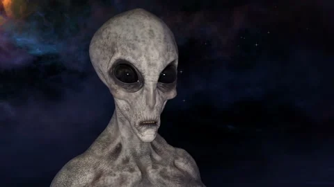 The alien looks around,loop, animation Stock Footage 85874662