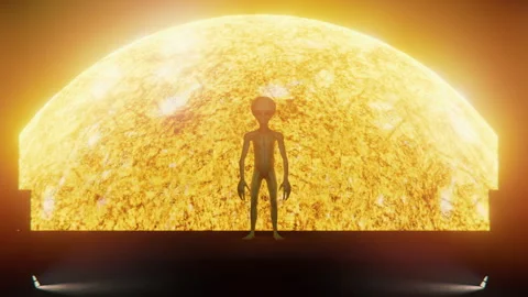 The alien looks at the camera with the sun in the background Stock-Footage 290483285