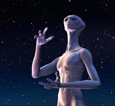 Alien Looks Heavenward Stock Illustration
